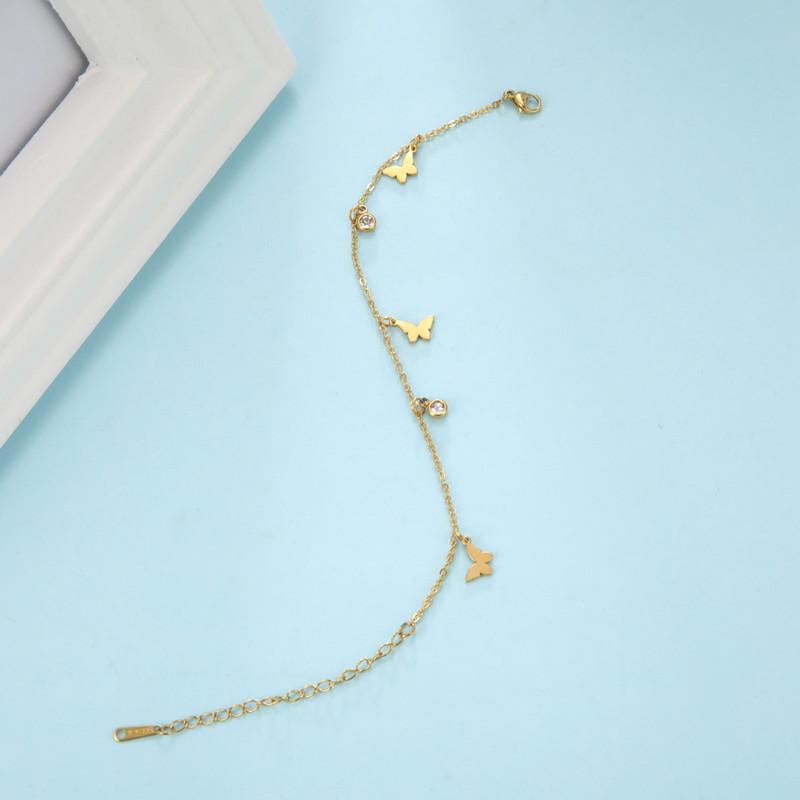 Lucktune nerūdijančio plieno drugelio kulkšnys moterims Tobillera Crystal Star Moon sandalai kojų grandinėlė paplūdimio aksesuarai Boho papuošalai