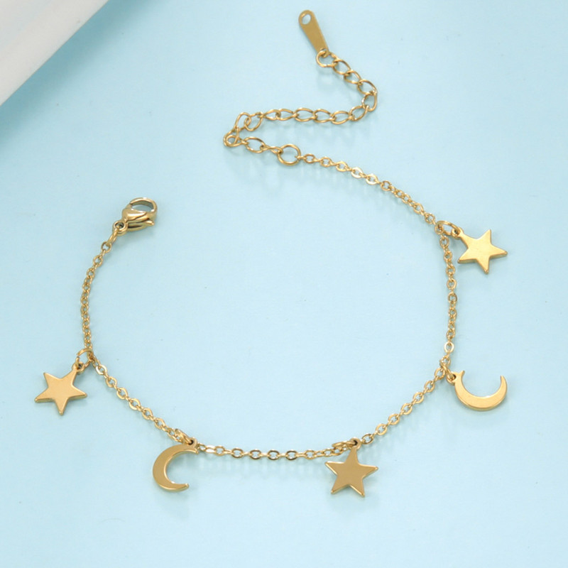Lucktune nerūdijančio plieno drugelio kulkšnys moterims Tobillera Crystal Star Moon sandalai kojų grandinėlė paplūdimio aksesuarai Boho papuošalai
