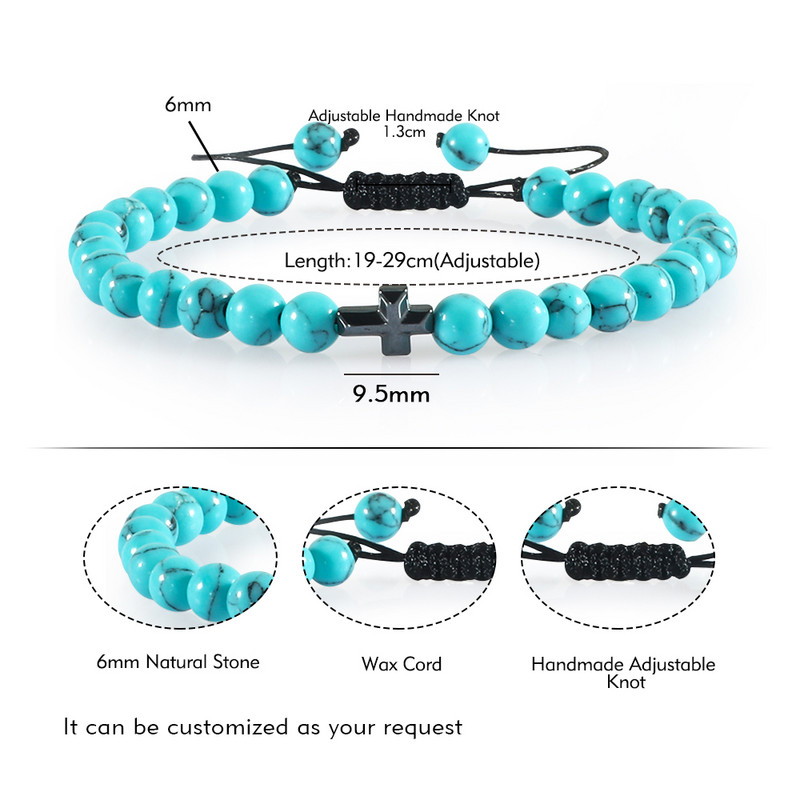 6 mm juodos spalvos apyrankės su karoliukais, hematito kryžius, vyrų tigro akis, natūralus akmuo, rankų darbo apyrankės, energetinės apyrankės, papuošalai