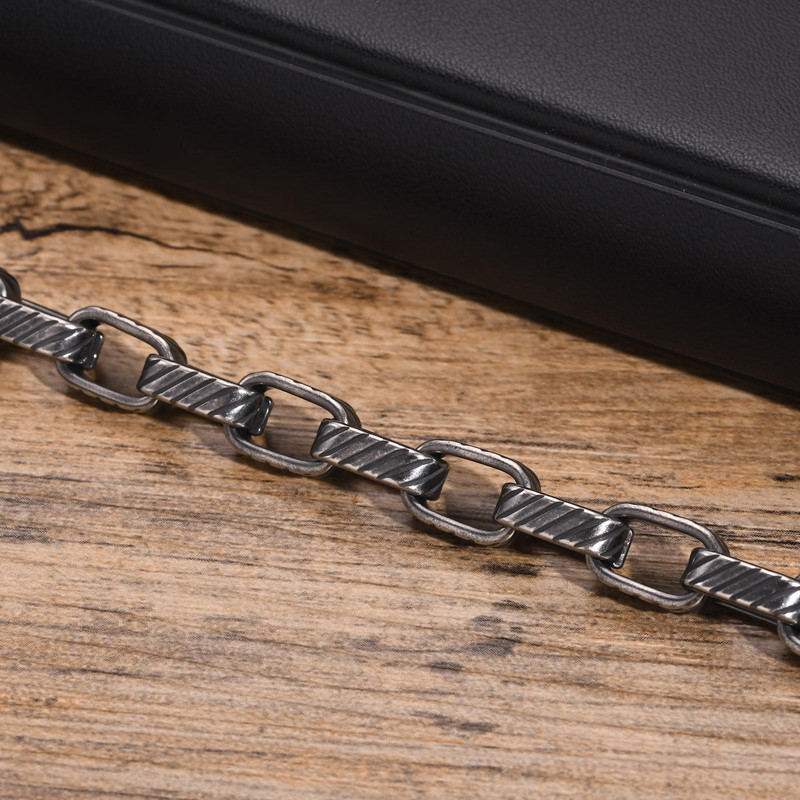 Vnox Heavy Bold Hip Hopi roostevabast terasest ristkülikukujuline ketiga käevõru meestele, Chunky Link käevõru, vanaaegsed retroehted