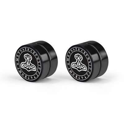 1 pár gótikus viking rúnák fülbevaló férfi fiúknak rock punk rozsdamentes acél farkasfejű iránytű kelta csomós fülbevaló