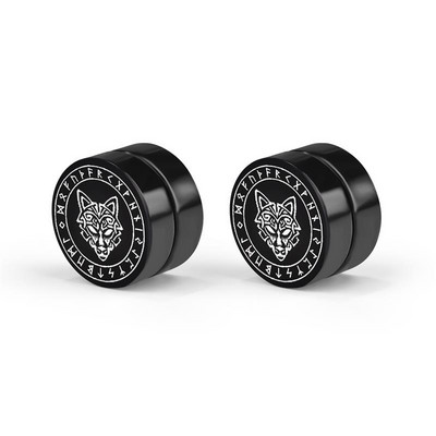 1 pár gótikus viking rúnák fülbevaló férfi fiúknak rock punk rozsdamentes acél farkasfejű iránytű kelta csomós fülbevaló