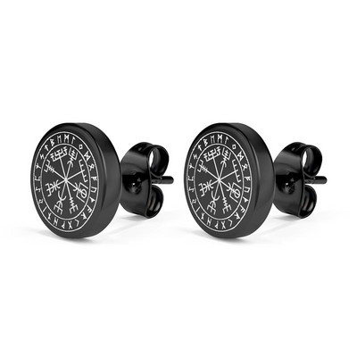 1 pár gótikus viking rúnák fülbevaló férfi fiúknak rock punk rozsdamentes acél farkasfejű iránytű kelta csomós fülbevaló