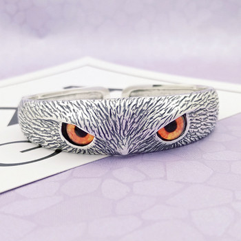 Red Eye Owl Ανδρικό βραχιόλι με μανσέτα ρετρό ασημί χρώμα Βραχιόλι ποδηλάτου ιππασίας Μόδα Casual κοσμήματα Δώρο