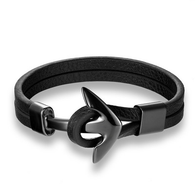 MKENDN FASHION Vyriška vintažinė odinė apyrankė nerūdijančio plieno apyrankė Inkarinė apyrankė Punk Rock Vyriški papuošalai Priedai Pulserai