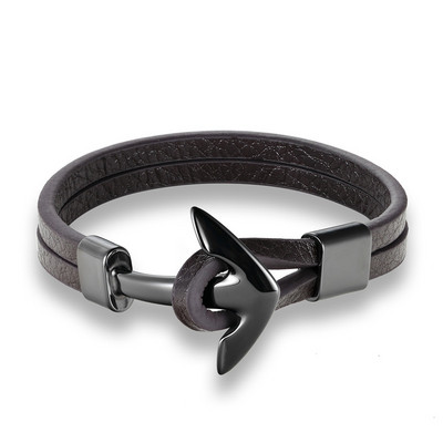 MKENDN FASHION Vyriška vintažinė odinė apyrankė nerūdijančio plieno apyrankė Inkarinė apyrankė Punk Rock Vyriški papuošalai Priedai Pulserai
