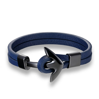 MKENDN FASHION Vyriška vintažinė odinė apyrankė nerūdijančio plieno apyrankė Inkarinė apyrankė Punk Rock Vyriški papuošalai Priedai Pulserai