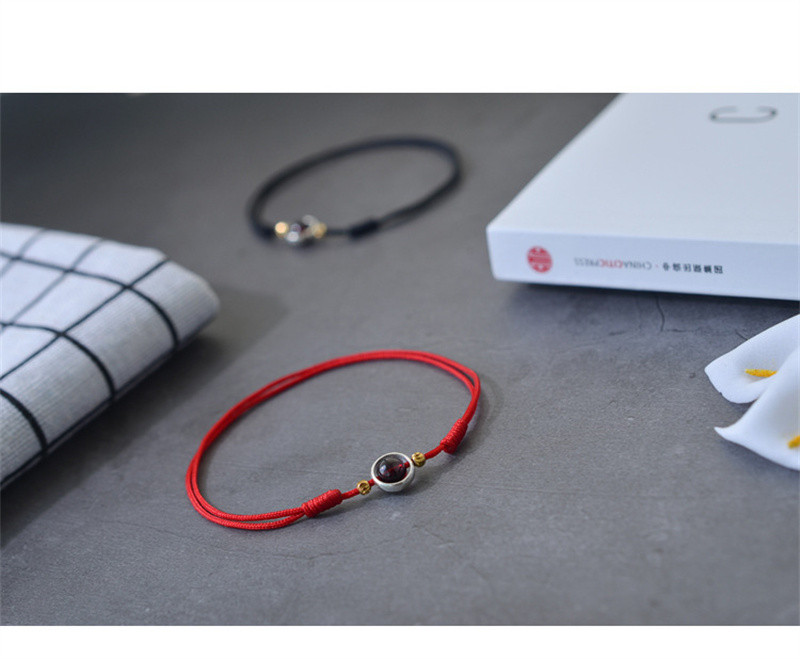 Γυναικείο ποδαράκι με φυσικές χάντρες γρανάτης Χειροποίητο υφαντό κόκκινο σχοινί Αλυσίδες ποδιών Ρυθμιζόμενο μέγεθος Γυναικείο δώρο