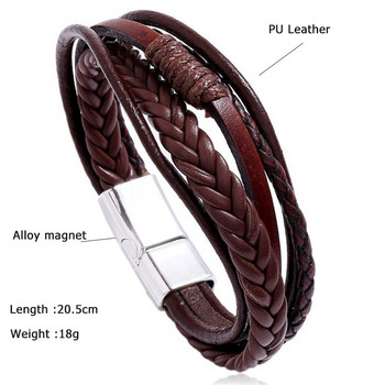 Noter Fashion Man Кожена гривна Braided Thread Braslet Multilayer Magnet Charm Brazalete For Hombre Gift For Husband Pulseira