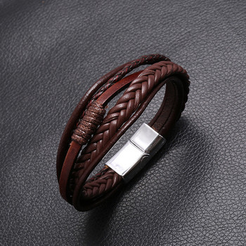 Noter Fashion Man Кожена гривна Braided Thread Braslet Multilayer Magnet Charm Brazalete For Hombre Gift For Husband Pulseira