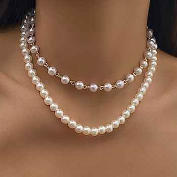 YWZIXLN Trend Елегантни бижута Сватбена голяма перлена огърлица за жени Неправилна бяла имитация на перлена лунна висулка Колие N0327