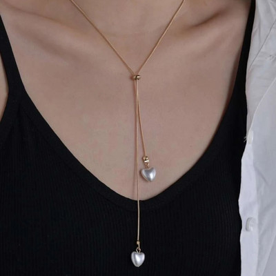 YWZIXLN Trend Elegant Elegant Pulma Ehted Suur Pärlikee Naistele Ebaregulaarne Valge Imitatsioon Pärli Kuu Ripats Kaelakee N0327