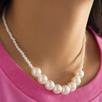 YWZIXLN Trend Elegant Elegant Pulma Ehted Suur Pärlikee Naistele Ebaregulaarne Valge Imitatsioon Pärli Kuu Ripats Kaelakee N0327