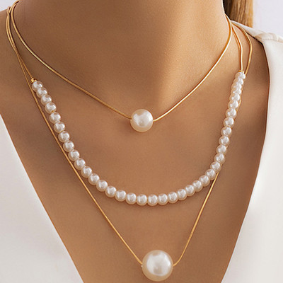 YWZIXLN Trend Elegant Elegant Pulma Ehted Suur Pärlikee Naistele Ebaregulaarne Valge Imitatsioon Pärli Kuu Ripats Kaelakee N0327