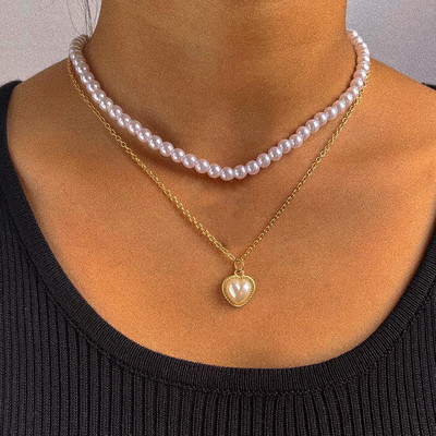 YWZIXLN Trend Elegant Elegant Pulma Ehted Suur Pärlikee Naistele Ebaregulaarne Valge Imitatsioon Pärli Kuu Ripats Kaelakee N0327