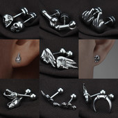 Punk roostevabast terasest pealuu skelett kõrvarõngad kuunaastud Serpentine ehted meeste ja naiste ehete komplekt