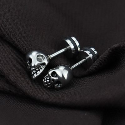 Punk roostevabast terasest pealuu skelett kõrvarõngad kuunaastud Serpentine ehted meeste ja naiste ehete komplekt