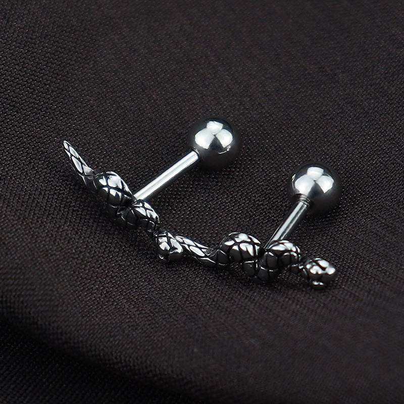 Punk roostevabast terasest pealuu skelett kõrvarõngad kuunaastud Serpentine ehted meeste ja naiste ehete komplekt