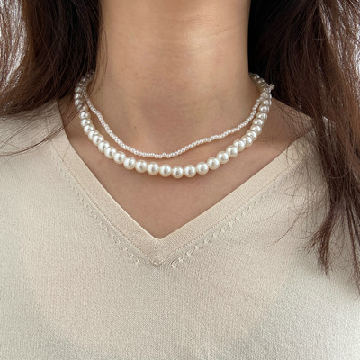 Trend Elegant Jewelry Vestuviniai Dideli perlų krištoliniai pakabukai Moterims Madingi Balta Imitacija Perlų Kaklo karoliai N0379