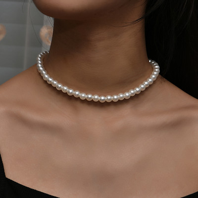 Trend Elegant Jewelry Vestuviniai Dideli perlų krištoliniai pakabukai Moterims Madingi Balta Imitacija Perlų Kaklo karoliai N0379