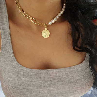 Trend Elegant Jewelry Vestuviniai Dideli perlų krištoliniai pakabukai Moterims Madingi Balta Imitacija Perlų Kaklo karoliai N0379