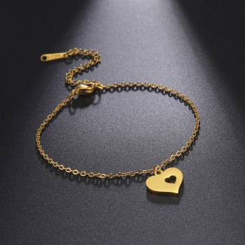 Kkjoy Fashion Χρυσό Χρώμα Ανοξείδωτα Ανοξείδωτα Χάλυβα Καλοκαιρινό Στρογγυλό Κοίλο Love Heart Ankles για Γυναικεία κοσμήματα Δώρο για Γυναίκα Χονδρική