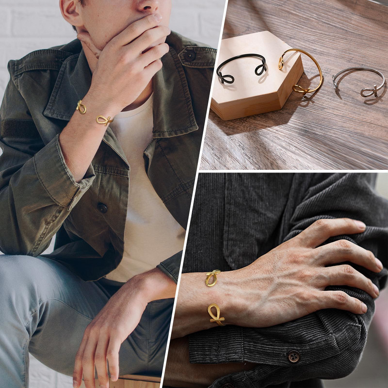 „Vnox Casual Anka“ apyrankė vyrams, nerūdijančio plieno egiptietiško kryžiaus rankogalių apyrankė, etniniai religiniai Almuto papuošalai