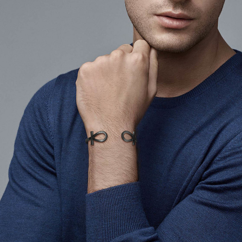 „Vnox Casual Anka“ apyrankė vyrams, nerūdijančio plieno egiptietiško kryžiaus rankogalių apyrankė, etniniai religiniai Almuto papuošalai