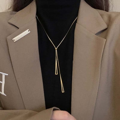 Colier cu lanț lung de oase de șarpe din metal la modă pentru femei Hip Hop de culoare argintie Colier cu lanț de pulover bijuterii 2023 nou