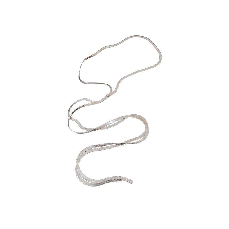 Colier cu lanț lung de oase de șarpe din metal la modă pentru femei Hip Hop de culoare argintie Colier cu lanț de pulover bijuterii 2023 nou