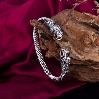 Skyrim Vintage Double Dragon Head βραχιόλια ζώων Nordic Norse ανδρικό βραχιολάκι Βραχιόλια βραχιόλια κοσμήματα αξεσουάρ Δώρο