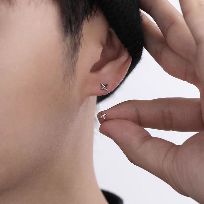 Mprainbow Four Point Star σκουλαρίκια για άντρες αγόρια, ανοξείδωτα σκουλαρίκια Never Fade Stud, Νέα μόδα κοσμήματα δώρα