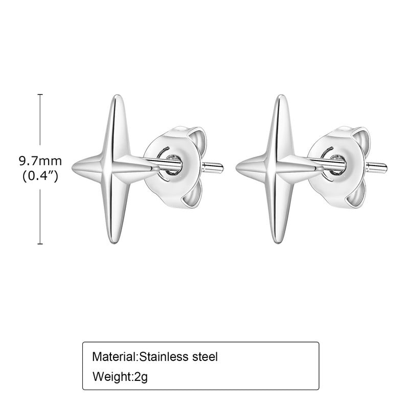 Mprainbow Four Point Star σκουλαρίκια για άντρες αγόρια, ανοξείδωτα σκουλαρίκια Never Fade Stud, Νέα μόδα κοσμήματα δώρα