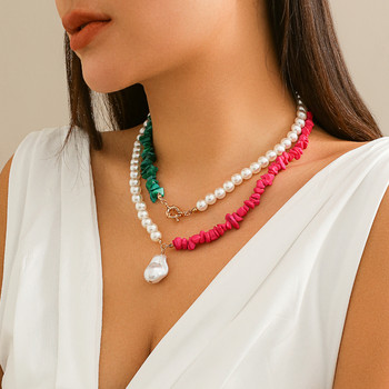 PuRui Y2K Απομίμηση μαργαριταρένιο κολιέ με νήμα από φυσική πέτρα για γυναίκες ακανόνιστες χάντρες Mix Color Choker Collar Κοσμήματα για πάρτι για κορίτσια