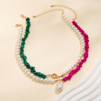PuRui Y2K Απομίμηση μαργαριταρένιο κολιέ με νήμα από φυσική πέτρα για γυναίκες ακανόνιστες χάντρες Mix Color Choker Collar Κοσμήματα για πάρτι για κορίτσια