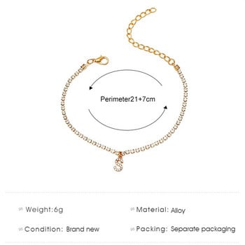 Creative Alphabet Anklet Γυναικεία Πολυτελή τετράγωνα Rhinestone Beach Chain Μόδα Βραχιόλι ποδιών Αξεσουάρ για πάρτι Jewekry Gifts