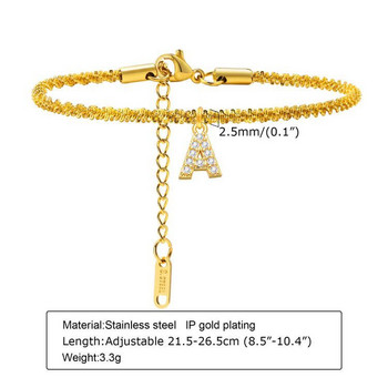 Pave Letter Initial Anklet, Summer Beach Alphabet Anklet гривна за жени, момичета, искряща верига