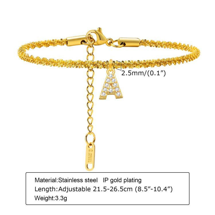 Pave Letter pradinė kulkšnies apyrankė, vasaros paplūdimio abėcėlės apyrankė ant kulkšnies apyrankės mergaitėms, kibirkščiuojanti grandinėlė