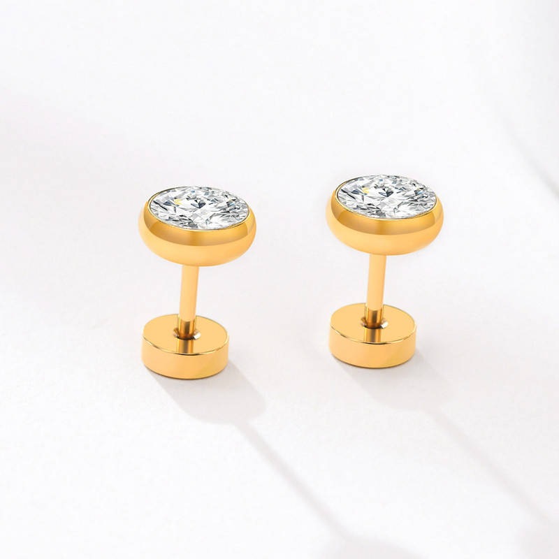 Apvalus rėmelio rinkinys kubiniai cirkonio smeigtukai auskarai moterims vyrams Dovana 8mm