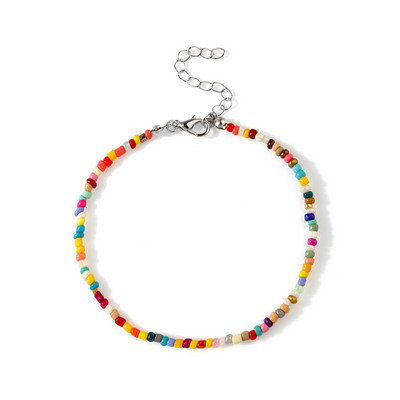 Jaunas, rokām darinātas, fāzēm rotātas potītes rokassprādzes varavīksnes krāsā elastīgas potītes rokassprādzes uz kājas pēdas pludmales rotaslietas