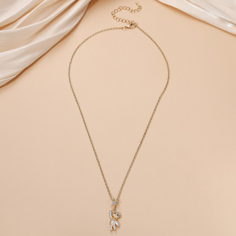 Obega armsad karu kaelakeed naistele kuubiktsirkoonist inkrusteeritud kuldne kaelakett naiste kaelakeed armsad ehted ripats