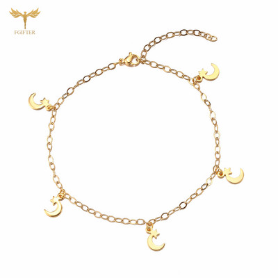 Auksinės nerūdijančio plieno kulkšnys Moon Star Butterfly 8 delfinų žavesiai apyrankės paplūdimio basomis basutėmis pėdų grandinėlės moteriški papuošalai