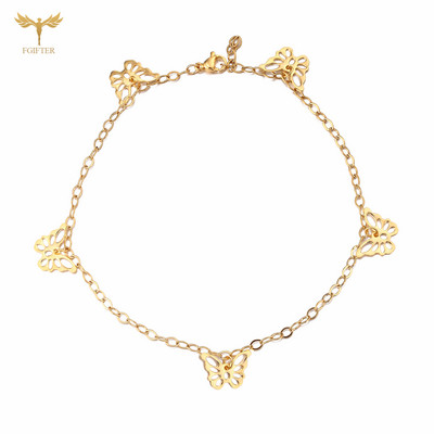 Auksinės nerūdijančio plieno kulkšnys Moon Star Butterfly 8 delfinų žavesiai apyrankės paplūdimio basomis basutėmis pėdų grandinėlės moteriški papuošalai