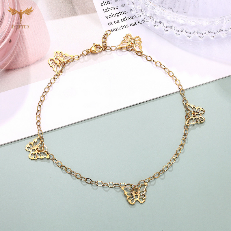 Auksinės nerūdijančio plieno kulkšnys Moon Star Butterfly 8 delfinų žavesiai apyrankės paplūdimio basomis basutėmis pėdų grandinėlės moteriški papuošalai