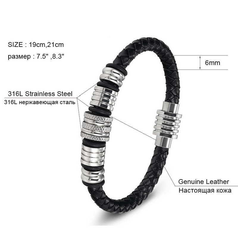 XQNI nerūdijančio plieno odinės apyrankės vyrams Magnetinio užsegimo aksesuaras Rankomis austi papuošalai gimtadienio proga draugui vyrui