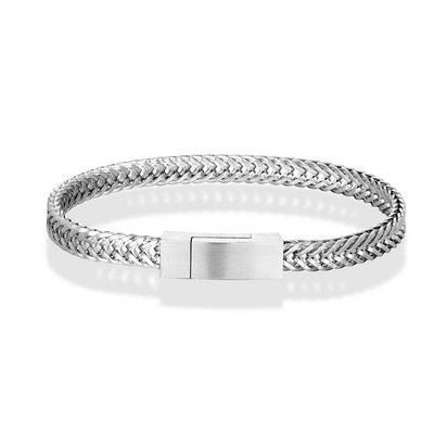 MKENDN Punk vīriešu ķēdes saites rokassprādze melna nerūsējošā tērauda magnēta sprādze puiša rotaslietas dāvanas ar koka kastīti