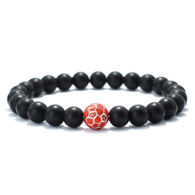 Minimālisma 8 krāsu futbola rokassprādze vīriešiem 8 mm oniksa akmens krelles, sporta entuziastu aksesuāri pludmales sērfošanas rotaslietas