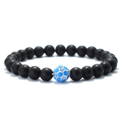 Minimālisma 8 krāsu futbola rokassprādze vīriešiem 8 mm oniksa akmens krelles, sporta entuziastu aksesuāri pludmales sērfošanas rotaslietas