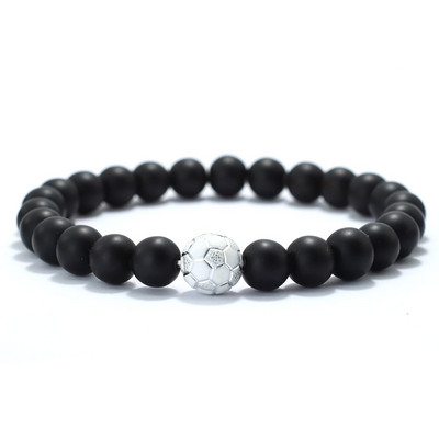 Minimālisma 8 krāsu futbola rokassprādze vīriešiem 8 mm oniksa akmens krelles, sporta entuziastu aksesuāri pludmales sērfošanas rotaslietas