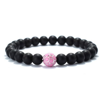 Minimālisma 8 krāsu futbola rokassprādze vīriešiem 8 mm oniksa akmens krelles, sporta entuziastu aksesuāri pludmales sērfošanas rotaslietas